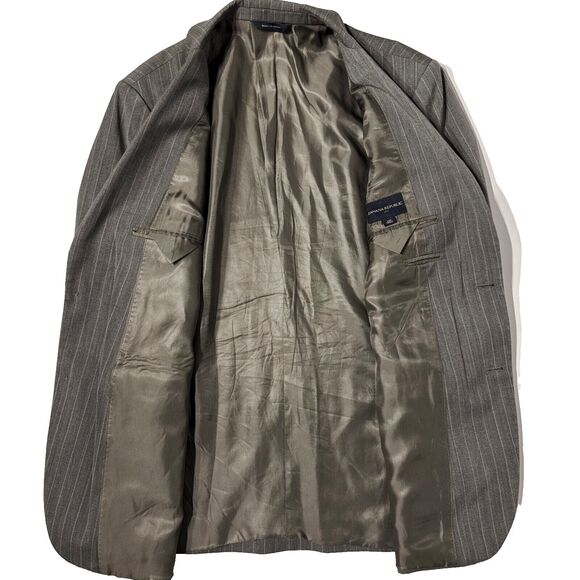 Banana Republic Gray Brown Taupe Pinstripe Wool Blend Suit Size 40R Pants 34x32 - Picture 9 of 16